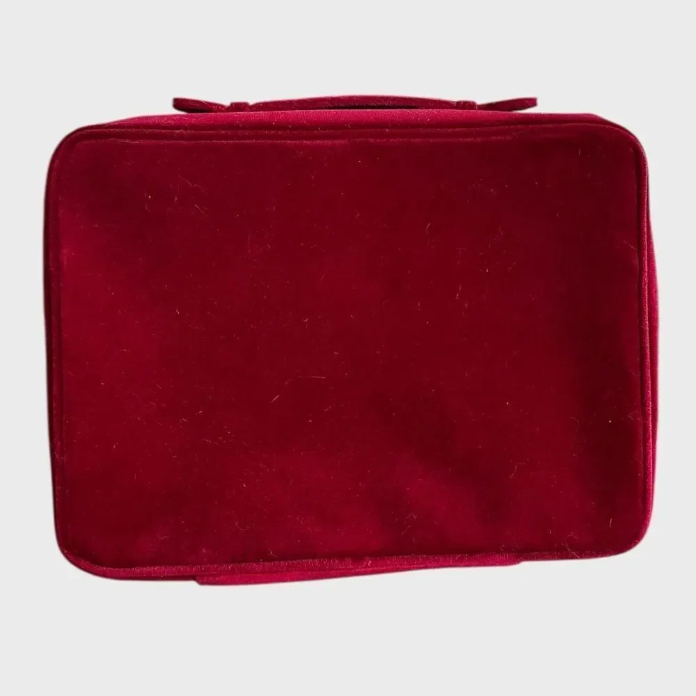 Estée Lauder Red Velvet Train Case Makeup Cosmetic Bag Travel Case